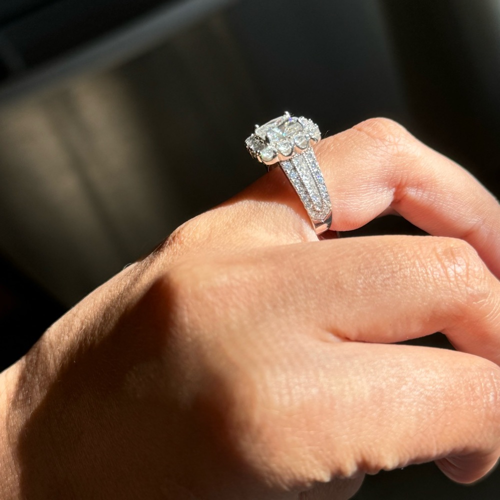 4cttw princess cut full moissanite vvs1 promise ring sz 5 - Picture 9 of 13